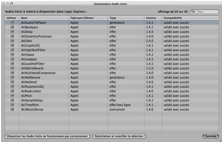 APPLE LOGIC EXPRESS 8 - Pour ouvrir audio units manager : - 1