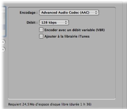APPLE LOGIC EXPRESS 8 - Options du format M4A : AAC - 1