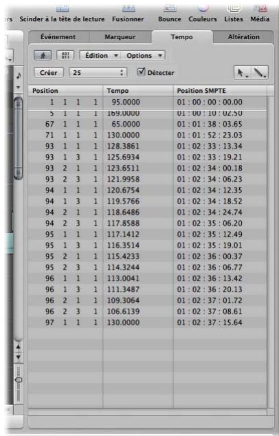 APPLE LOGIC EXPRESS 8 - Utilisation de la liste de tempos - 2