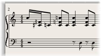 APPLE LOGIC EXPRESS 8 - Pour relier par des ligatures des notes n'appartenant pas à la même portée : - 2