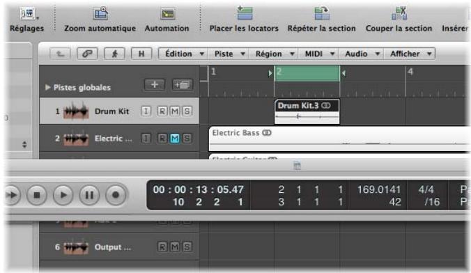 APPLE LOGIC EXPRESS 8 - Réglage du tempo d'un projet afin de l'adapter à une région audio - 2