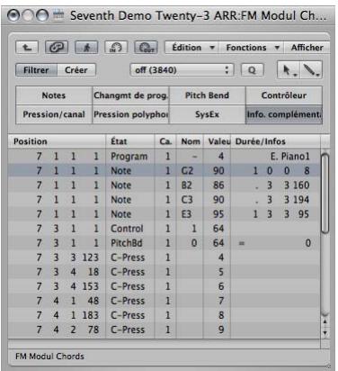 APPLE LOGIC EXPRESS 8 - Présentation et utilisation de l'interface liste des événements - 1