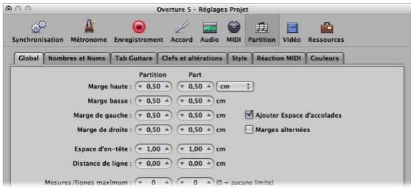 APPLE LOGIC EXPRESS 8 - Pour créer des paramètres de mise en page distincts pour la partition complète et pour des rubriques séparées : - 1