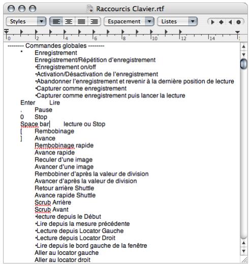 APPLE LOGIC EXPRESS 8 - Impression d'une liste de raccourcis clavier - 2