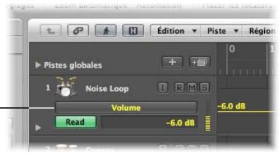 APPLE LOGIC EXPRESS 8 - Pour afficher les données d'automatisation de piste dans la zone arrangement, executez une des opérations suivantes : - 1