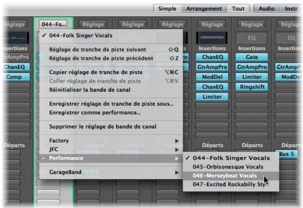 APPLE LOGIC EXPRESS 8 - Pour créer un réglage de performance : - 2