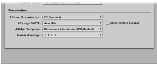 APPLE LOGIC EXPRESS 8 - Personnalisation des affichages de mesures, SMPTE et du tempo - 1