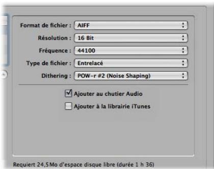APPLE LOGIC EXPRESS 8 - Options PCM dans la fenêtre bounce - 1