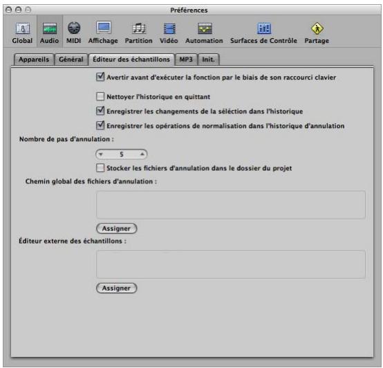 APPLE LOGIC EXPRESS 8 - Préférences éditeur des échantillons - 1