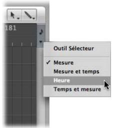 APPLE LOGIC EXPRESS 8 - Pour définir le mode d'affichage de la règle mesure : - 1