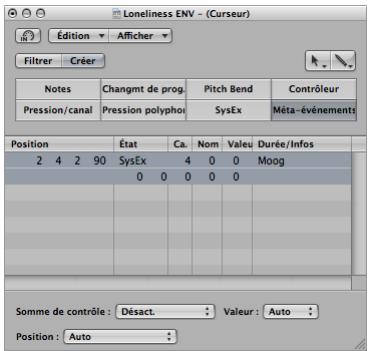 APPLE LOGIC EXPRESS 8 - Pour entrer des chaînes sysex manuellement : - 1