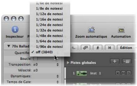 APPLE LOGIC EXPRESS 8 - Pour modifier la division de la grille de quantification : - 1