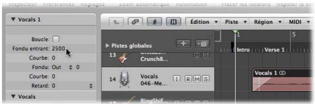 APPLE LOGIC EXPRESS 8 - Création et modification des fondus dans la zone paramètres de région - 1