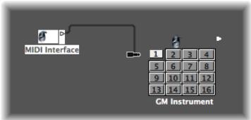 APPLE LOGIC EXPRESS 8 - Pour établir une connexion entre deux objets - méthode 1 : - 1