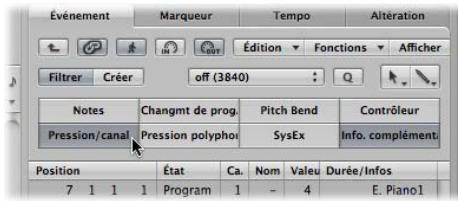 APPLE LOGIC EXPRESS 8 - Pour filtrer l'affichage des événements : - 2