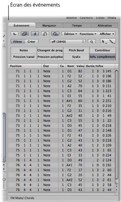 APPLE LOGIC EXPRESS 8 - Présentation de la liste des événements - 2