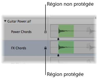 APPLE LOGIC EXPRESS 8 - Pour protéger la position des points de début, de fin et d'ancrage d'une région : - 1