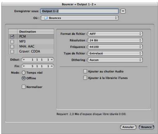 APPLE LOGIC EXPRESS 8 - Options globales de la fenêtre bounce - 1