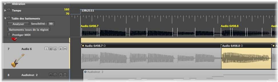 APPLE LOGIC EXPRESS 8 - Pour détecter les éléments transitoires dans une région audio : - 1