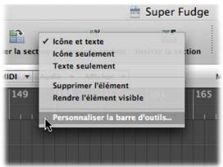 APPLE LOGIC EXPRESS 8 - Pour ajouter un bouton à la barre d'outils logic express : - 1