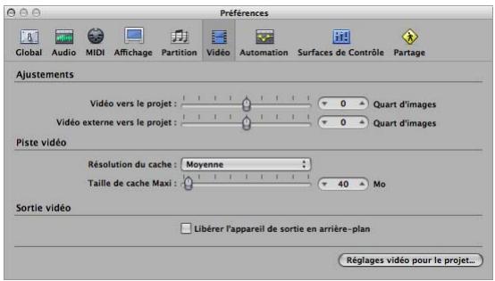 APPLE LOGIC EXPRESS 8 - Changement des réglages de piste vidéo - 1