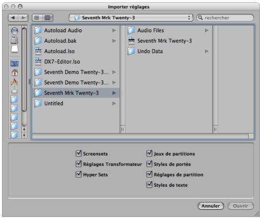 APPLE LOGIC EXPRESS 8 - Pour importer des réglages depuis un autre projet : - 1
