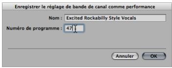 APPLE LOGIC EXPRESS 8 - Pour créer un réglage de performance : - 1