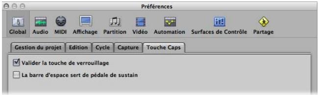 APPLE LOGIC EXPRESS 8 - Préférences du clavier avec verrouillage majuscules - 1
