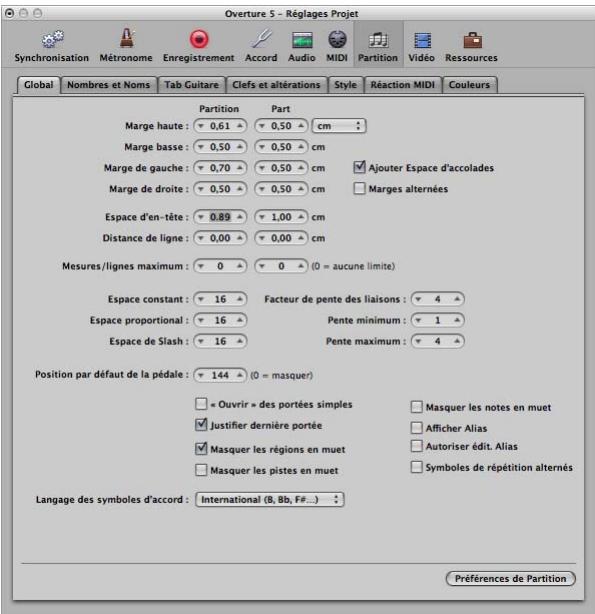 APPLE LOGIC EXPRESS 8 - Réglages partition globale - 1
