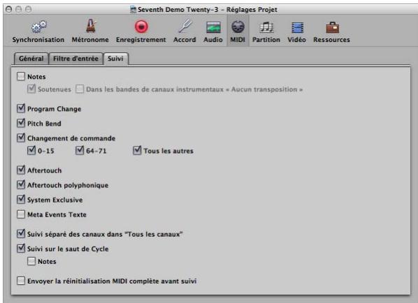 APPLE LOGIC EXPRESS 8 - Pour configurer la fonction suivi d'événements : - 1