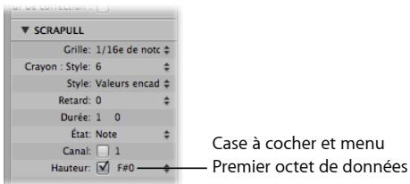 APPLE LOGIC EXPRESS 8 - Utilisation du paramètre premier octet de données - 1