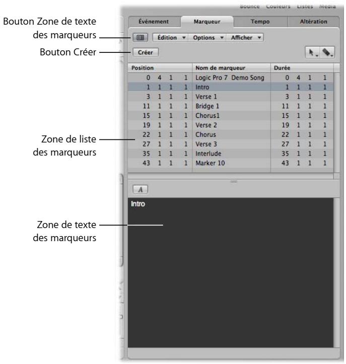 APPLE LOGIC EXPRESS 8 - Présentation de la liste des marqueurs - 1