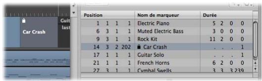 APPLE LOGIC EXPRESS 8 - Pour verrouiller la position des marqueurs sélectionnés : - 1