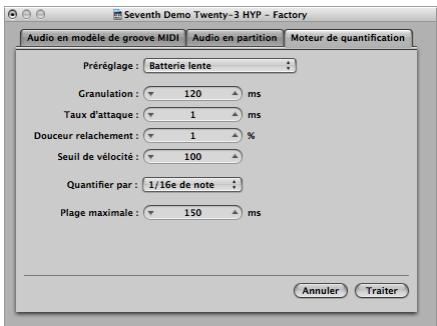 APPLE LOGIC EXPRESS 8 - Pour utiliser le quantificateur sur une région audio : - 1