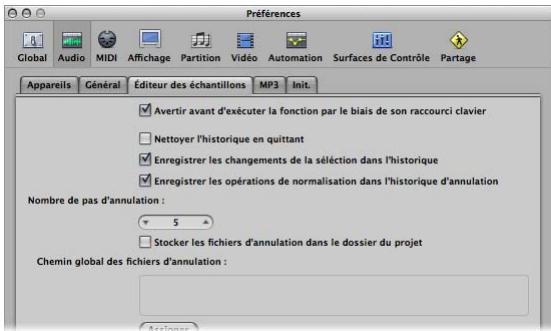 APPLE LOGIC EXPRESS 8 - Définition des préférences d'annulation - 1