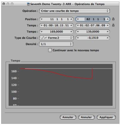 APPLE LOGIC EXPRESS 8 - Pour ouvrir la fenêtre opérations sur le tempo : - 1