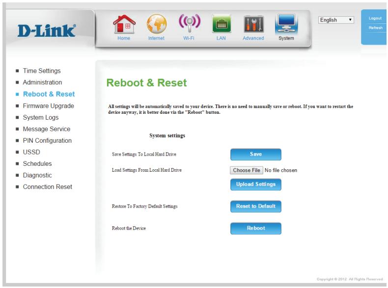 D-LINK DWR-953 - Redémarrer et réinitialiser - 1
