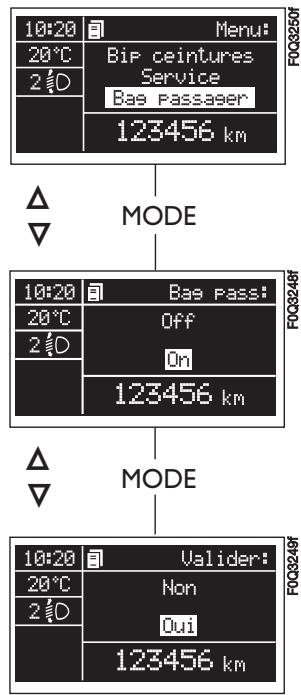 FIAT BRAVO - Bagage passager (activation/désactivation des airbag côté passager frontal et protection thoracique/pelvienne) (side bag) (lorsqu'il est prévu) - 2