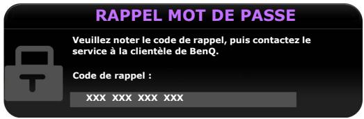 BENQ W1110 - Procédure de rappel de mot de passe - 2