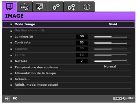 BENQ W1110 - Fonctions des menus - 5