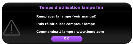 BENQ W1110 - Quand remplacer la lampe - 1