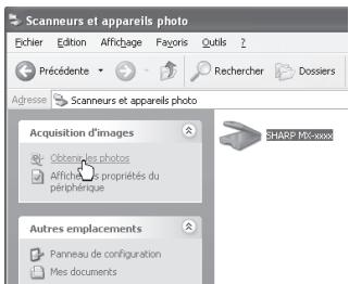 SHARP MX-M202D - Cliquer sur l'icône "SHARP mx-xxxx" puis sur "obtenir les photos" dans "acquisition d'images". - 1