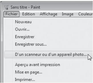 SHARP MX-M202D - Lancez paint, puis cliquez sur le menu "fichier" et sélectionnez "d'un scanner ou d'un appareil photo". - 1