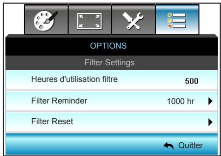 OPTOMA W319USTI - OPTIONS | Filter Settings - 1