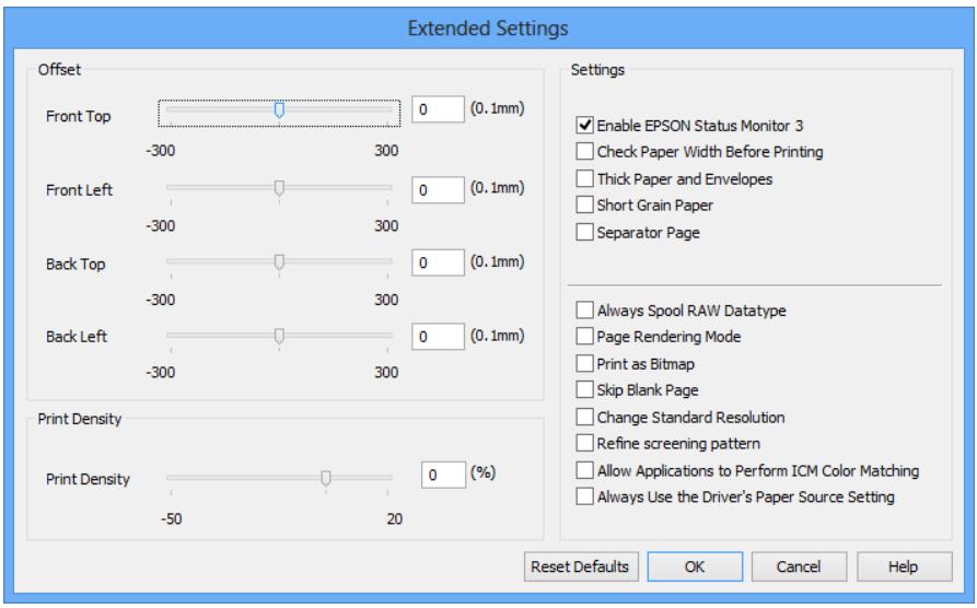 Configuration des paramètres de fonctionnement pour le pilote de l'imprimante Windows 1