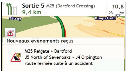 NAVMAN F610 - Comment vais-je savoir qu'un évènement de traffic se produit ? - 1