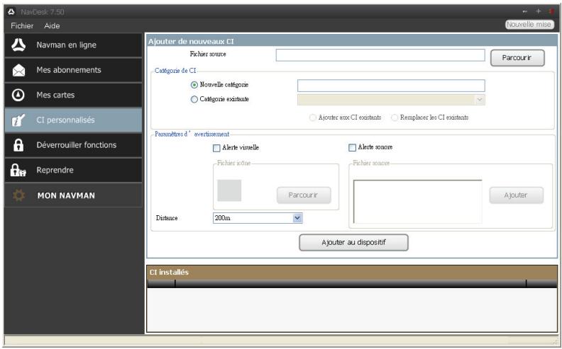 NAVMAN F610 - Certaines fonctionnalités des centres d’intérêt personnalisés ne sont disponibles que sur certains modèles. - 1
