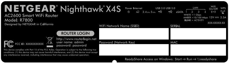 NETGEAR NIGHTHAWK X4S R7800 - WiFi Network Name and Password - 1