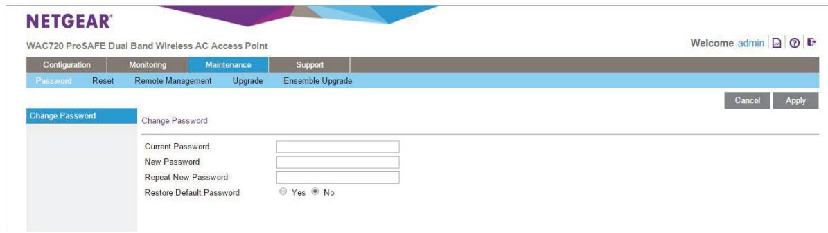 NETGEAR WAC730 - Select Maintenance > Password > Change Password. - 1