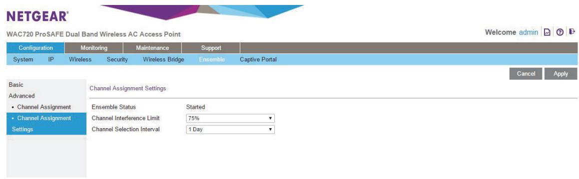 NETGEAR WAC730 - To manage an ensemble's channel assignment settings: - 1